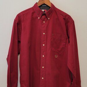 Vintage TOMMY HILFIGER Long Sleeve Cotton Shirt ~ Medium ~ Burgundy Red